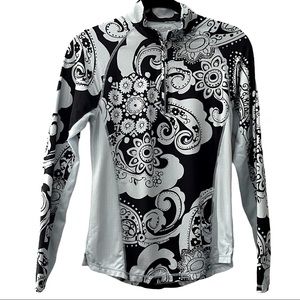 SanSoleil 1/4 zip 50 UPF athletic Paisley top XS